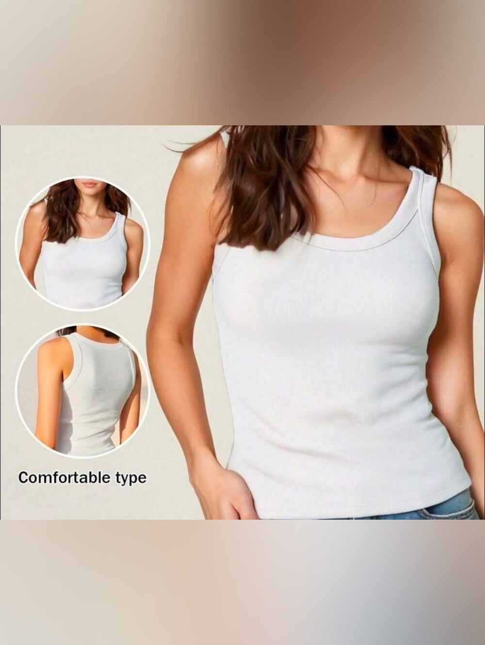 Bella White Ribbed Tank Top